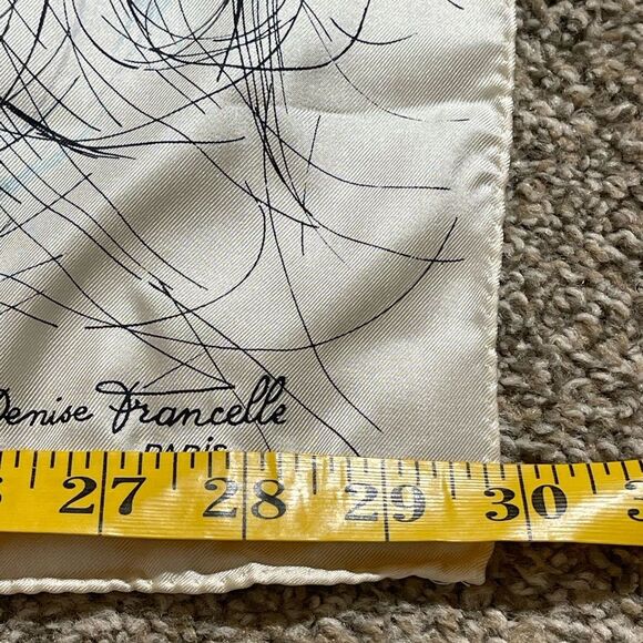 Denise Francelle Vintage Elegant Cat Print Silk Scarf - Picture 5 of 5